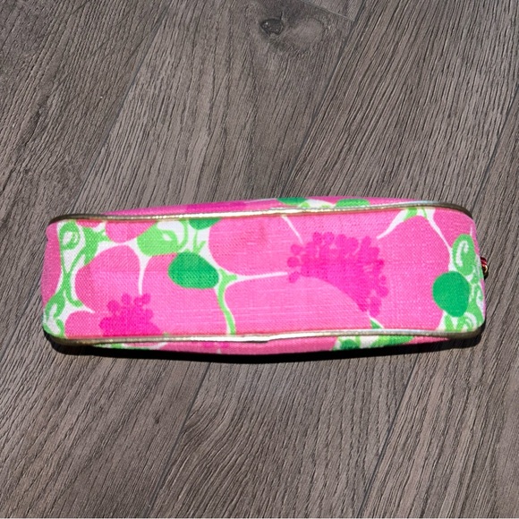 Lilly Pulitzer Estée Lauder Cosmetic Zip Pouch Bag Pencil Case Pink Green Floral - Picture 6 of 10